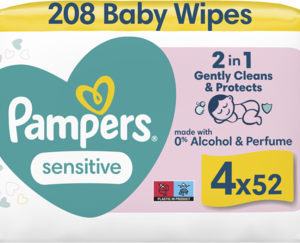 PAMPERS Sensitive chusteczki nawilzane dla dzieci 4 x 52 szt